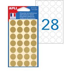 Pastilles adhésives rondes dorées diamètre 15 mm Apli - Pochette de 112