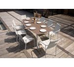 Table d'extérieur OUDON en aluminium plateau effet bois