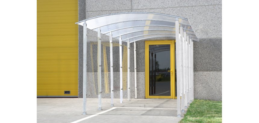 Abri fumeurs métal Version couloir Modèle suivant à fixer sur le couloir initial B825CMETZI
