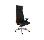 Chaise de bureau ergonomique Moon Wood Simili cuir, avec appui-tête, accoudoirs 3D, mécanisme synchrone + réglage profondeur d'assise, pieds chromé