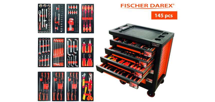 Servante équipée de 145 outils avec 12 modules