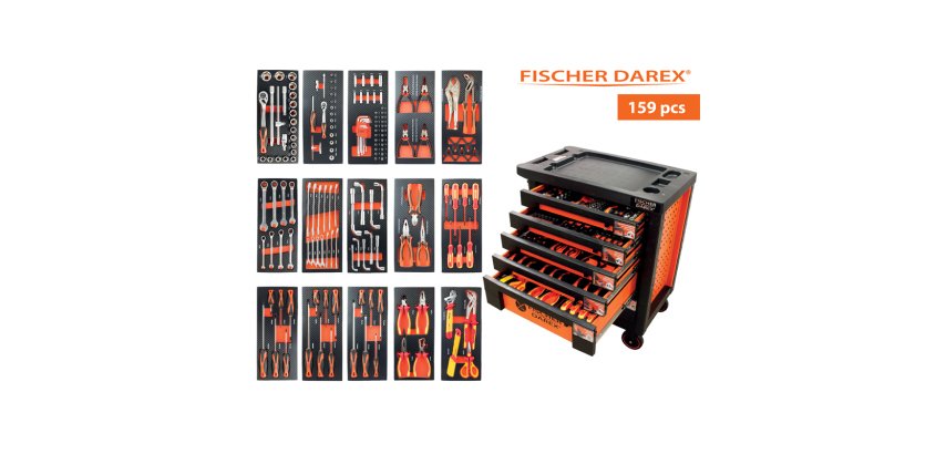 Servante d'atelier équipée 159 outils 6 tiroirs