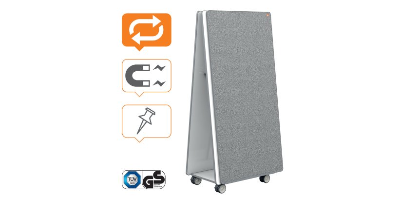 Sistema de pizarra magnética y tablero de anuncios móvil Move&Meet