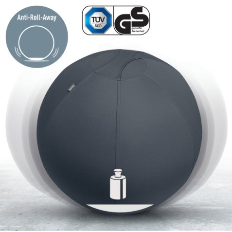 Balón de asiento Active de 65cm antideslizante, gris oscuro
