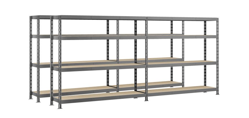 Rayonnage MODULO - Jeu 2 étagères Rack double - 8 plateaux