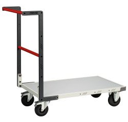 Chariot fixe plateau mélaminé 250 kg 850 x 500 mm roue caoutchouc Flatpack