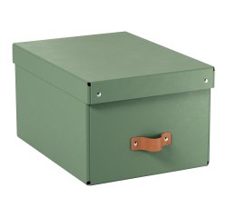 Caja de almacenamiento Leitz Puro con tapa, mediana, 17L, cartón 100% reciclado, paquete de 2