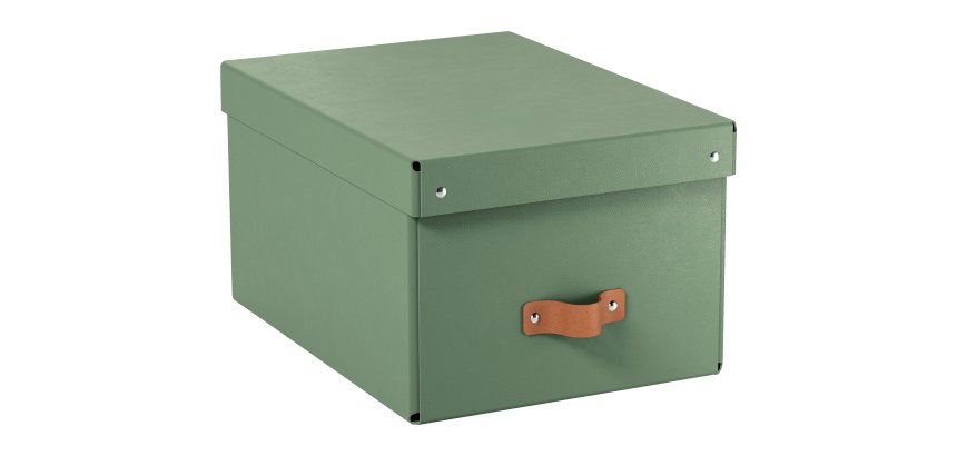 Caja de almacenamiento Leitz Puro con tapa, mediana, 17L, cartón 100% reciclado, paquete de 2 - Verde - 17