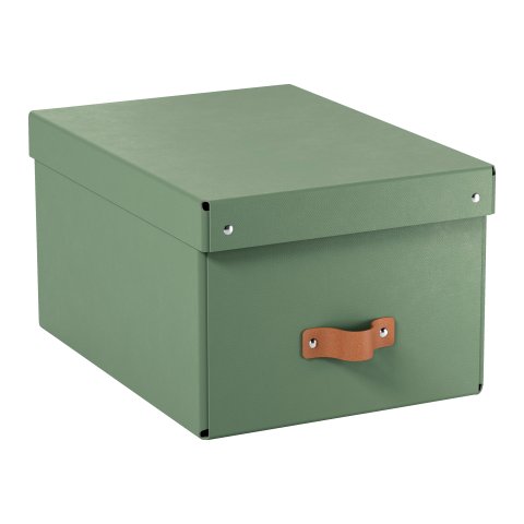 Caja de almacenamiento Leitz Puro con tapa, mediana, 17L, cartón 100% reciclado, paquete de 2 - Verde - 17