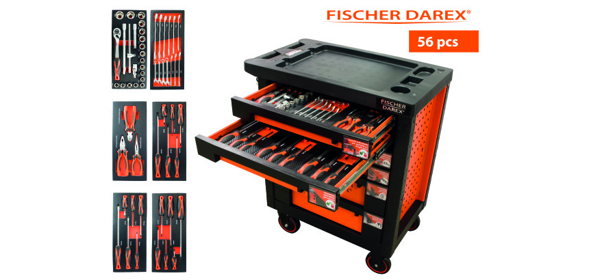 Servante équipée de 56 outils avec 6 modules