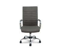 Opti527 Office Chair - Tilt Mechanism - Gray Faux Leather - Chrome Base - Fixed Armrests - Without Headrest - 50 mm Nylon Casters