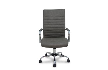 Chaise de bureau Opti527 - Mécanisme d'inclinaison - simili cuir gris - piétement chromé - Accoudoirs fixes - Sans appui-tête - Roulettes en nylon 50 mm