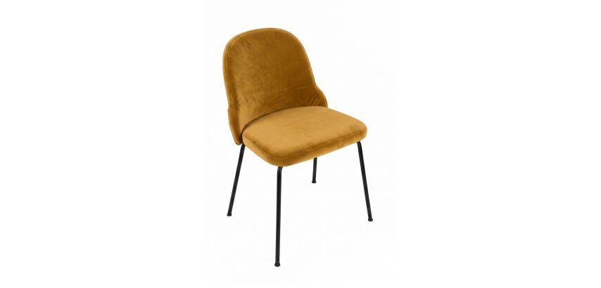 Chaise BELLA , tissu velours et piétement métal noir