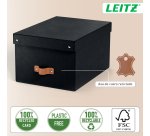 Caja de almacenamiento Leitz Puro con tapa, mediana, 17L, cartón 100% reciclado, paquete de 2 - Negro - 17