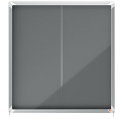 Vitrina NOBO Premium Plus de puerta corredera con fondo de fieltro 12xA4 hojas, gris