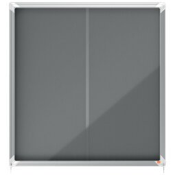 Vitrina NOBO Premium Plus de puerta corredera con fondo de fieltro 12xA4 hojas, gris