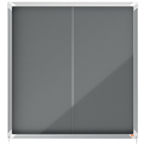 Vitrina NOBO Premium Plus de puerta corredera con fondo de fieltro 12xA4 hojas, gris