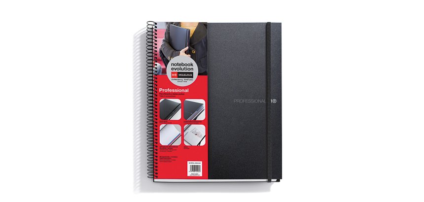 Notebook The Original, Couverture souple, A4, quadrillage 5x5 mm + Lisse, 120 feuilles de 2 couleurs, Miquelrius, Noir, Professionnel.
