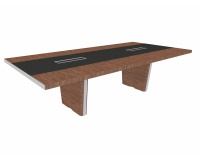 Vergadertafel Xennon L.281 x D.140 cm met leren insert