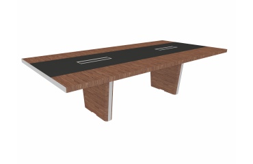 Vergadertafel Xennon L.281 x D.140 cm met leren insert