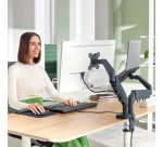 Brazo dual para monitor y portátil Ergo SpaceSaving, gris oscuro
