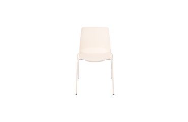 Chaise OSLO, coque plastique, piètement métal blanc ivoire