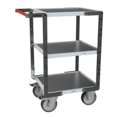 Servante Flatpack 3 plateaux tôle 400 kg 550 x 500 mm roue TPE