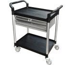 Desserte 2 plateaux plastique + 2 tiroirs 250 kg 680 x 450 mm roue TPE