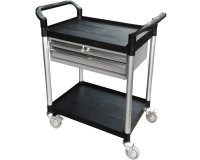 Desserte 2 plateaux plastique + 2 tiroirs 250 kg 680 x 450 mm roue TPE