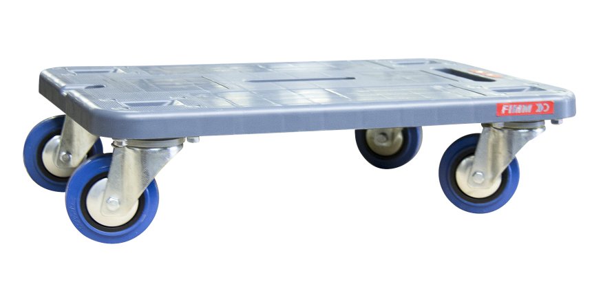 Plateau roulant polypropylène sans rebord 500 kg 600 x 400 mm roue non tachante