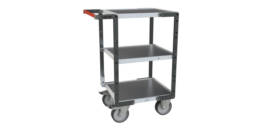 Servante montée 3 plateaux tôle 400 kg 550 x 500 mm roue TPE