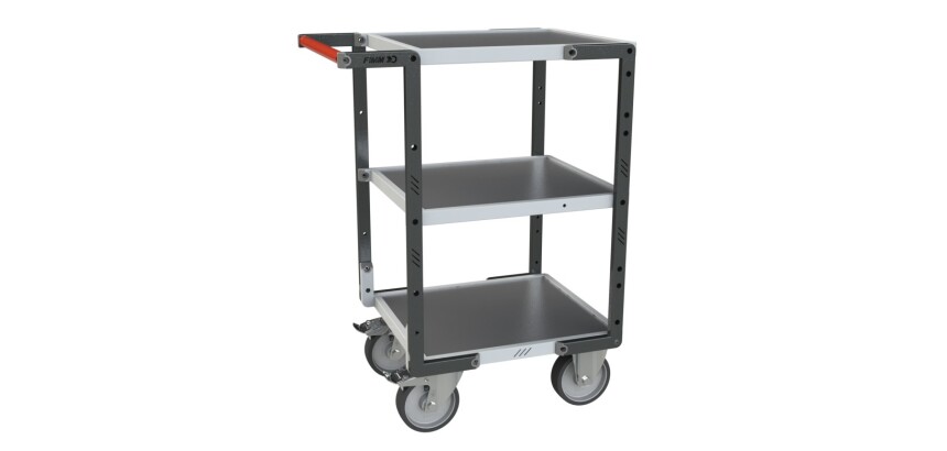 Servante montée 3 plateaux tôle 400 kg 550 x 500 mm roue TPE