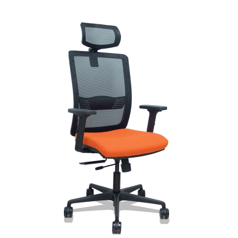 Silla de oficina Haches con reposabrazos 2D y cabecera - Naranja