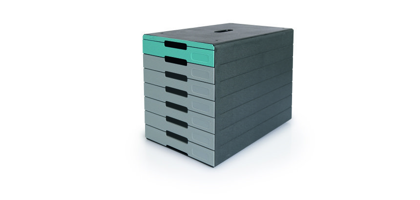 Module de classement Durable Idealbox Pro plus 7 tiroirs gris/vert