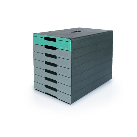 Module de classement Durable Idealbox Pro plus 7 tiroirs gris/vert