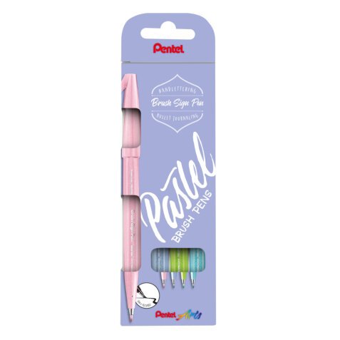 Rotulador Pentel Touch pastel con punta de pincel - Estuche 4 surtido