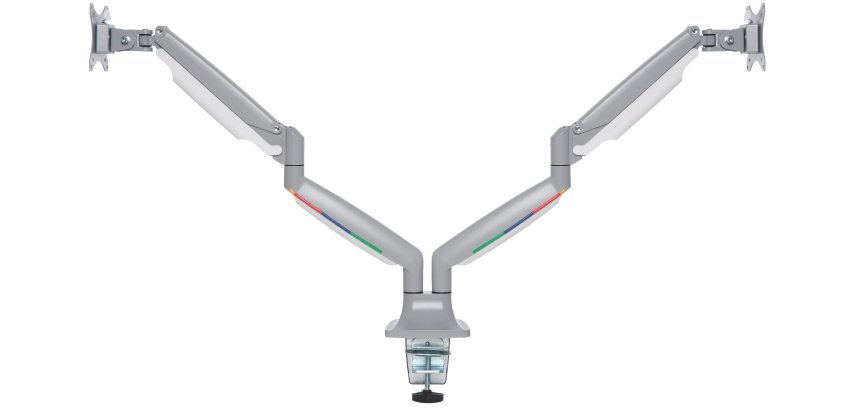 Brazo SmartFit® de altura ajustable con controles de un solo toque para dos monitores