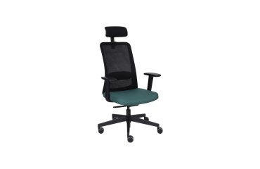 Ergonomische bureaustoel Nico, stof en mesh, 3D armleuningen, hoofdkussen, synchroonmechanisme + zitdiepteverstelling