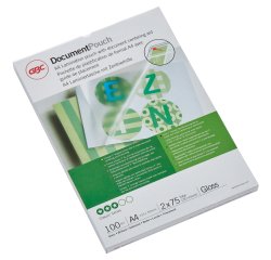 Paquete de 100 fundas de plastificación térmica GBC A4, 2 x 75 micras, brillante
