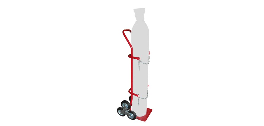 Diable porte-bouteille escalier acier 200 kg bavette fixe profondeur 220 mm roue étoile caoutchouc
