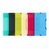 Chemise à élastique 3 rabats plastique Travel Pocket Propyglass  Viquel - 12 x 23,5 cm - couleurs translucides assorties