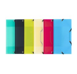 Chemise à élastique 3 rabats plastique Travel Pocket Propyglass  Viquel - 12 x 23,5 cm - couleurs translucides assorties