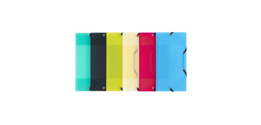 Chemise à élastique 3 rabats plastique Travel Pocket Propyglass  Viquel - 12 x 23,5 cm - couleurs translucides assorties