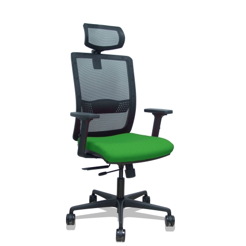 Silla de oficina Haches con reposabrazos 2D y cabecera - Verde