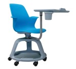 Silla Confidente con ruedas y bandeja giratoria azul 46cms