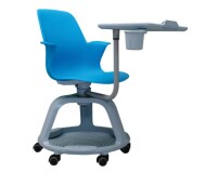 Silla Confidente con ruedas y bandeja giratoria azul 46cms