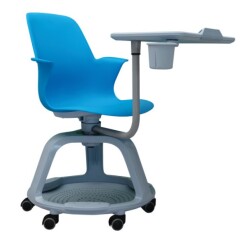 Silla Confidente con ruedas y bandeja giratoria azul 46cms