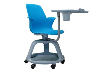 Silla Confidente con ruedas y bandeja giratoria azul 46cms