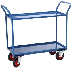 Servante 2 plateaux tôle avec rebord 935 x 435 mm 400 kg roue caoutchouc