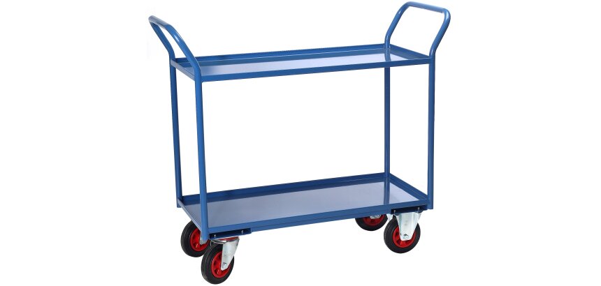 Servante 2 plateaux tôle avec rebord 935 x 435 mm 400 kg roue caoutchouc